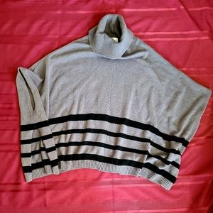 Jaclyn Smith Striped Poncho Cowlneck Sweater